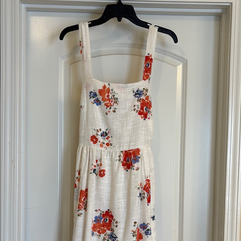 Anthropologie Cream Floral Midi Dress